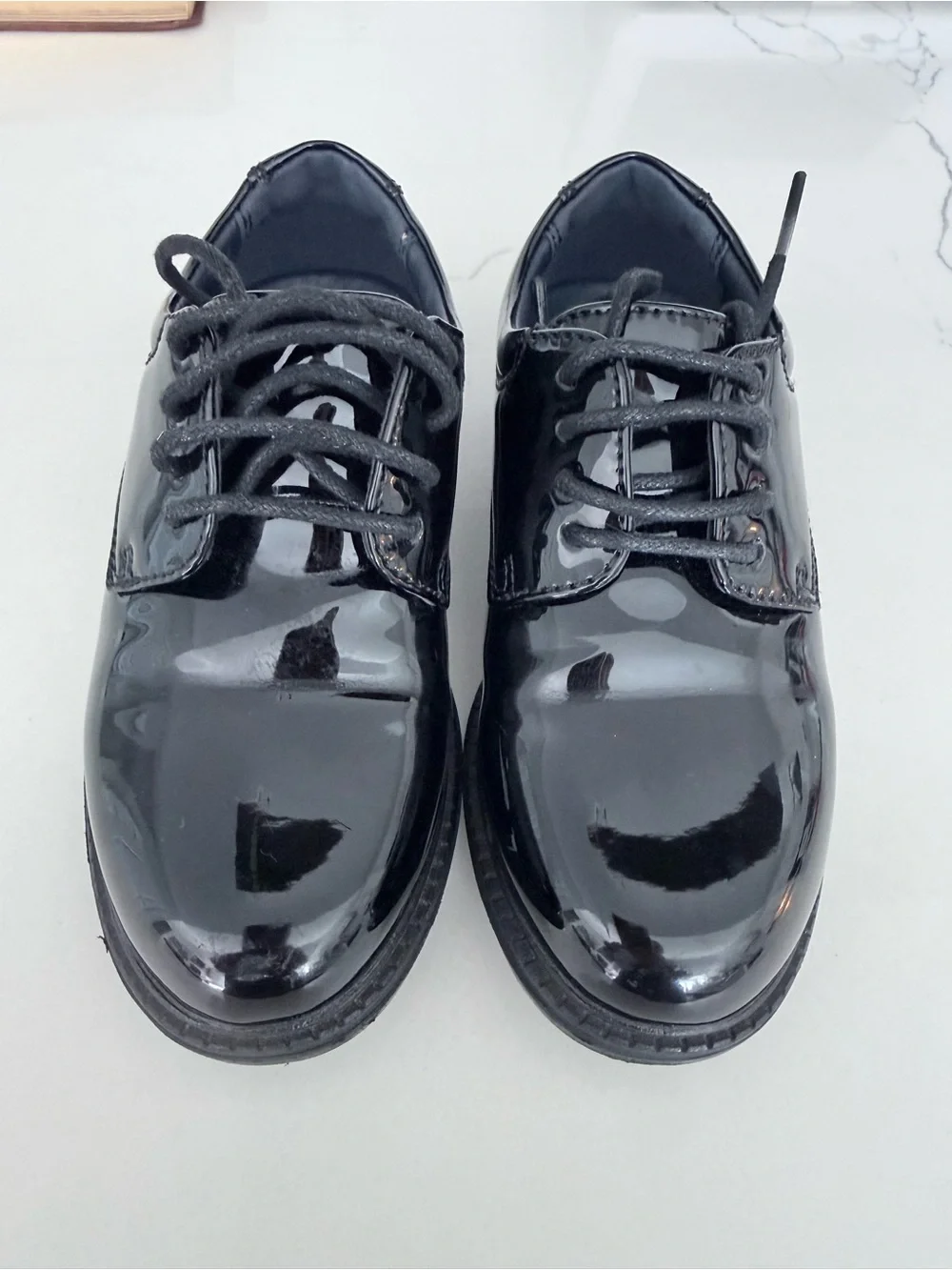 Kids Black Patent Dress Shoes with Lace-Up Closure